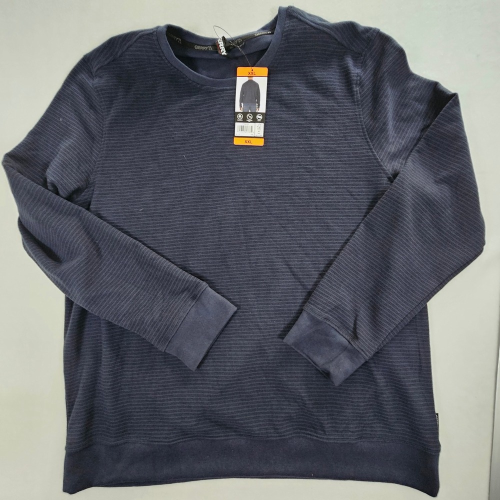 Gerry Mens XXL Blue Textured Ribbed Crewneck Pullover Sweatshirt NWT 1799233